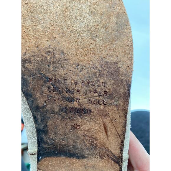 VTG 9 West women 7M mid calf beige suede leather pointed toe cowboy boots - Picture 8 of 8